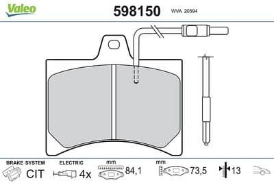 Juego de balatas de freno VALEO 598150