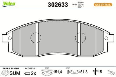 Juego de balatas de freno VALEO 302633