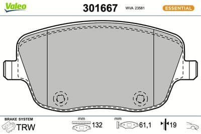 Juego de balatas de freno VALEO 301667