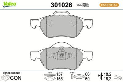 Juego de balatas de freno VALEO 301026