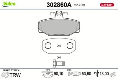 Juego de balatas de freno VALEO 302860A