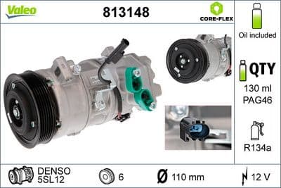 Compresor, aire acondicionado VALEO 813148