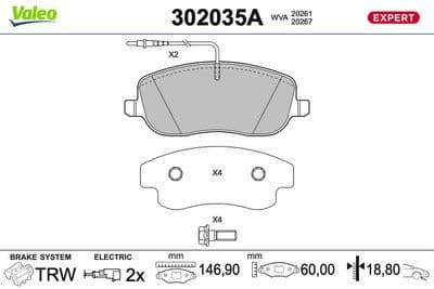 Juego de balatas de freno VALEO 302035A
