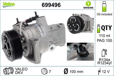 Compresor, aire acondicionado VALEO 699496