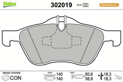 Juego de balatas de freno VALEO 302019