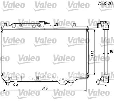 Radiador, refrigeración del motor VALEO 732326