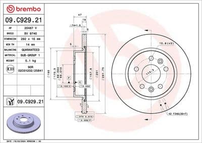 Disco de freno BREMBO 09.C929.21