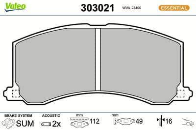 Juego de balatas de freno VALEO 303021
