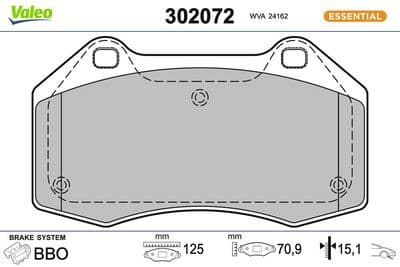 Juego de balatas de freno VALEO 302072