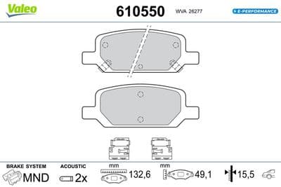 Juego de balatas de freno VALEO 610550