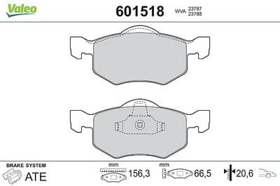 Juego de balatas de freno VALEO 601518