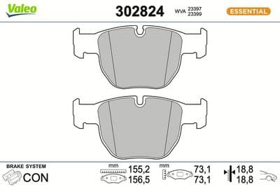 Juego de balatas de freno VALEO 302824
