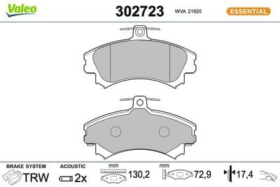 Juego de balatas de freno VALEO 302723