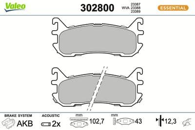 Juego de balatas de freno VALEO 302800