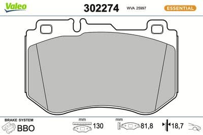 Juego de balatas de freno VALEO 302274