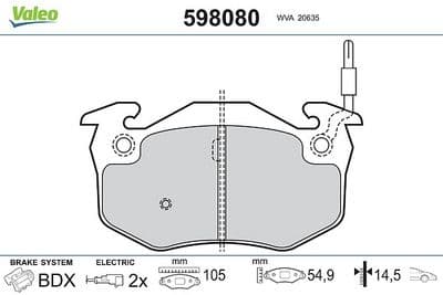Juego de balatas de freno VALEO 598080