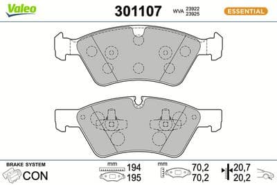 Juego de balatas de freno VALEO 301107
