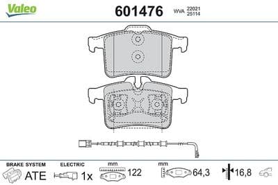 Juego de balatas de freno VALEO 601476