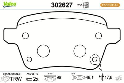 Juego de balatas de freno VALEO 302627