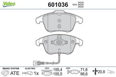 Juego de balatas de freno VALEO 601036