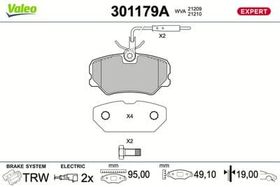 Juego de balatas de freno VALEO 301179A