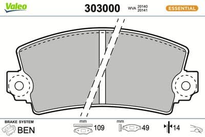 Juego de balatas de freno VALEO 303000
