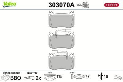 Juego de balatas de freno VALEO 303070A