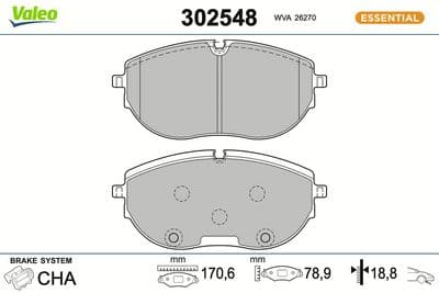 Juego de balatas de freno VALEO 302548