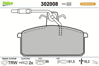 Juego de balatas de freno VALEO 302008