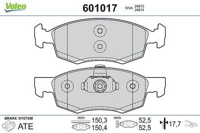 Juego de balatas de freno VALEO 601017