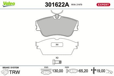 Juego de balatas de freno VALEO 301622A