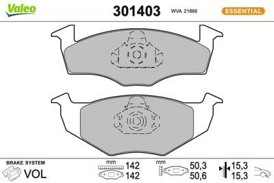 Juego de balatas de freno VALEO 301403