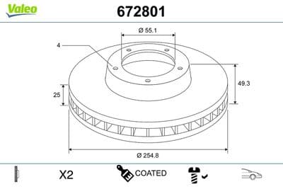 Disco de freno VALEO 672801