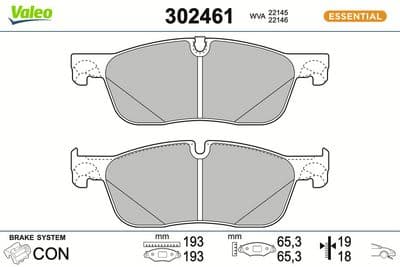 Juego de balatas de freno VALEO 302461