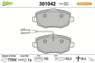 Juego de balatas de freno VALEO 301042