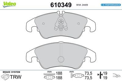 Juego de balatas de freno VALEO 610349