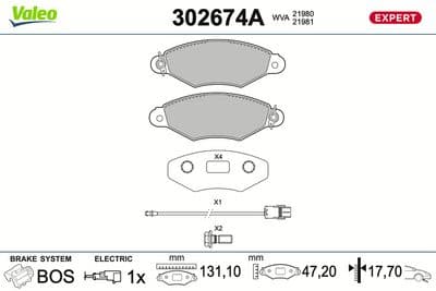 Juego de balatas de freno VALEO 302674A