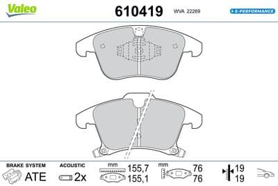 Juego de balatas de freno VALEO 610419