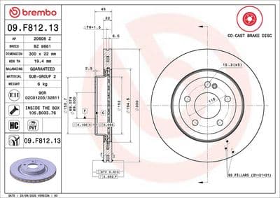 Disco de freno BREMBO 09.F812.13
