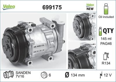 Compresor, aire acondicionado VALEO 699175