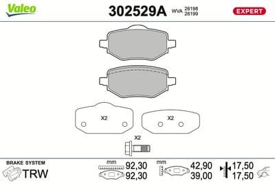 Juego de balatas de freno VALEO 302529A