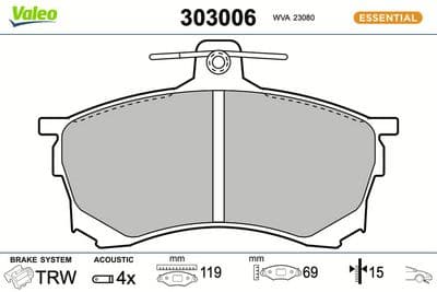 Juego de balatas de freno VALEO 303006