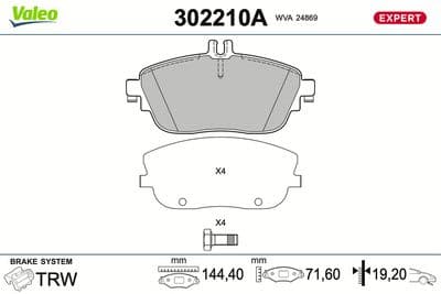 Juego de balatas de freno VALEO 302210A