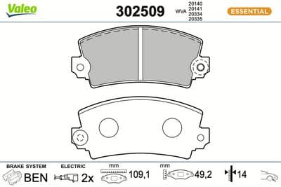 Juego de balatas de freno VALEO 302509