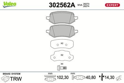 Juego de balatas de freno VALEO 302562A