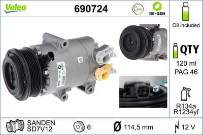 Compresor, aire acondicionado VALEO 690724