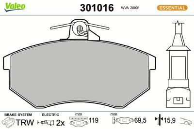 Juego de balatas de freno VALEO 301016