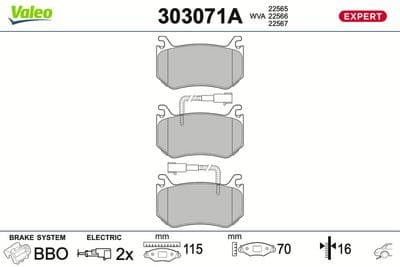 Juego de balatas de freno VALEO 303071A