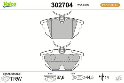 Juego de balatas de freno VALEO 302704