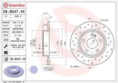 Disco de freno BREMBO 08.B347.4X